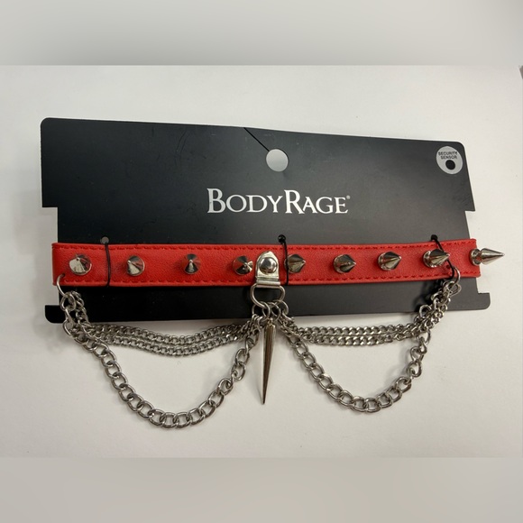 Spencer's Jewelry - Spencer’s Body Rage Red Studded choker with Chains